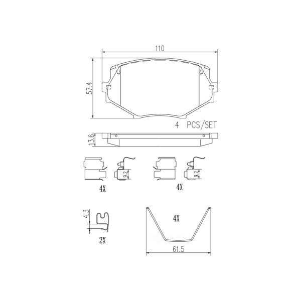 brembo Premium Ceramic Front Disc Brake Pads P49020N