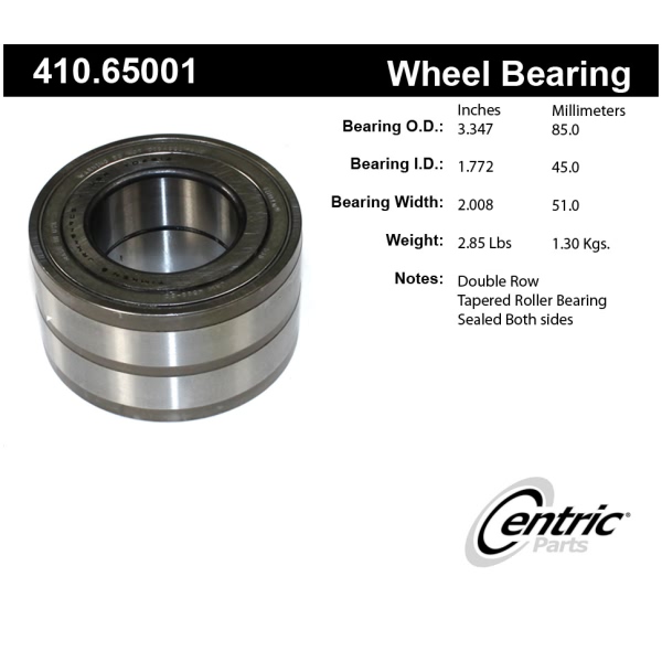 Centric Premium™ Front Passenger Side Wheel Bearing and Race Set 410.65001