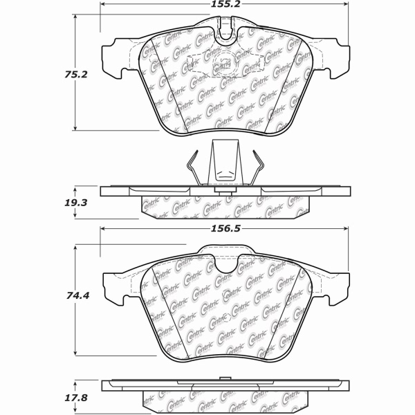 Centric Posi Quiet™ Semi-Metallic Front Disc Brake Pads 104.12402