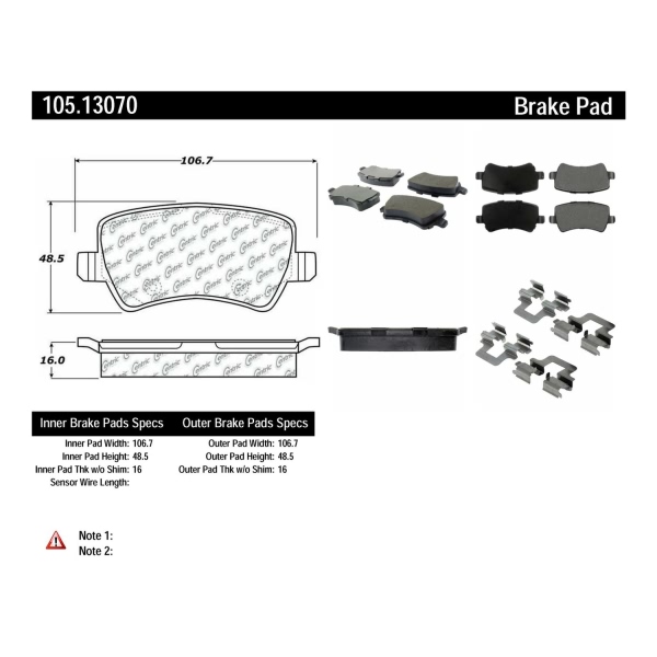 Centric Posi Quiet™ Ceramic Rear Disc Brake Pads 105.13070