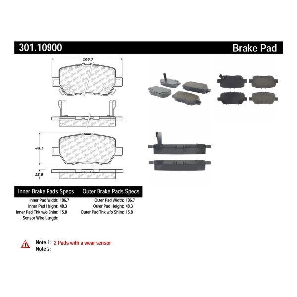 Centric Premium Ceramic Rear Disc Brake Pads 301.10900