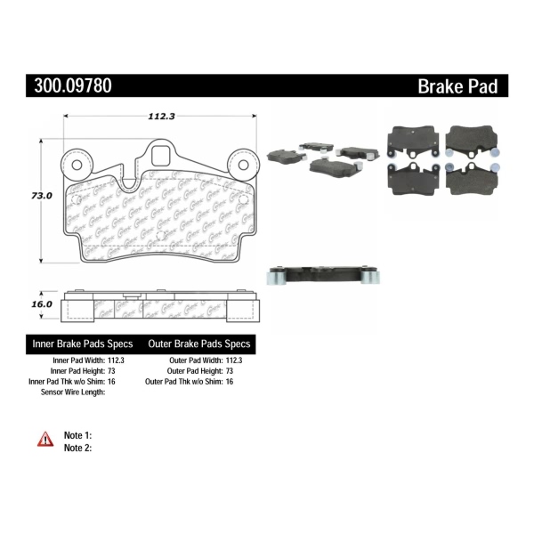 Centric Premium Semi-Metallic Rear Disc Brake Pads 300.09780