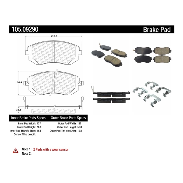 Centric Posi Quiet™ Ceramic Front Disc Brake Pads 105.09290