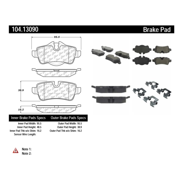 Centric Posi Quiet™ Semi-Metallic Rear Disc Brake Pads 104.13090