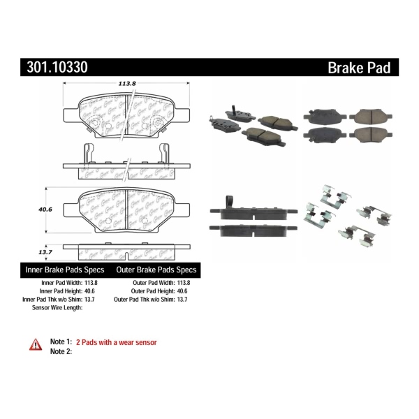 Centric Premium Ceramic Rear Disc Brake Pads 301.10330