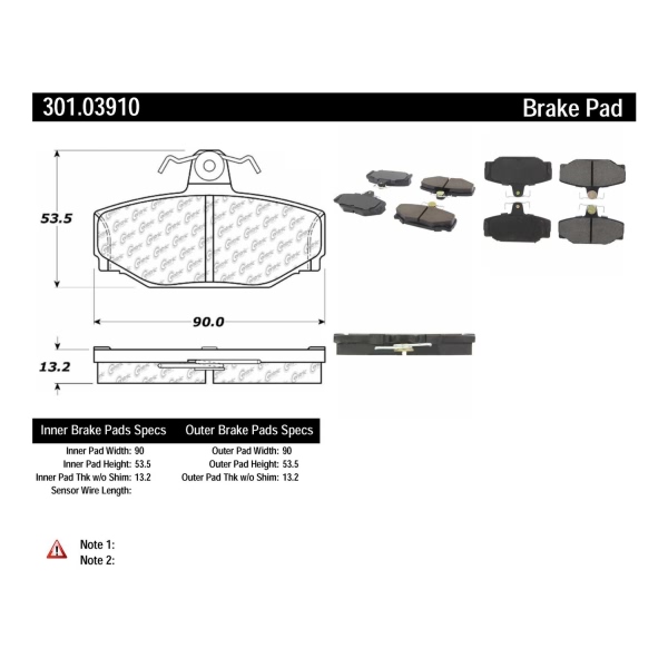 Centric Premium Ceramic Rear Disc Brake Pads 301.03910