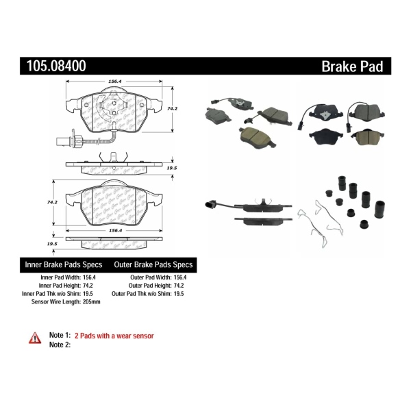 Centric Posi Quiet™ Ceramic Front Disc Brake Pads 105.08400