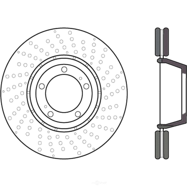 Centric SportStop Drilled 1-Piece Front Passenger Side Brake Rotor 128.37071