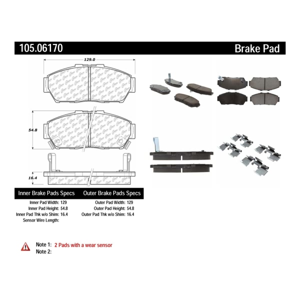 Centric Posi Quiet™ Ceramic Front Disc Brake Pads 105.06170