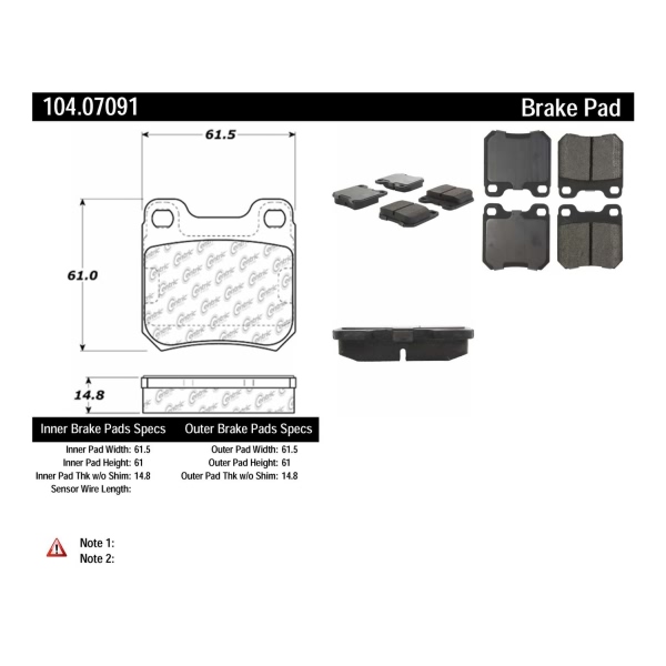 Centric Posi Quiet™ Semi-Metallic Rear Disc Brake Pads 104.07091