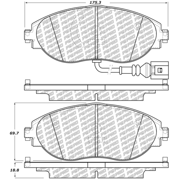 Centric Posi Quiet Pro™ Semi-Metallic Front Disc Brake Pads 500.16330