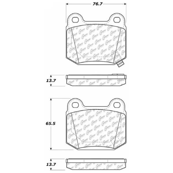 Centric Posi Quiet™ Semi-Metallic Rear Disc Brake Pads 104.09611