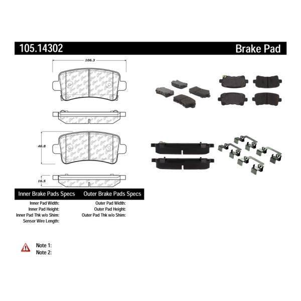 Centric Posi Quiet™ Ceramic Rear Disc Brake Pads 105.14302