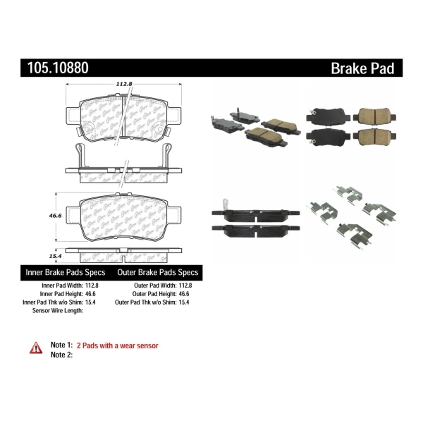 Centric Posi Quiet™ Ceramic Rear Disc Brake Pads 105.10880