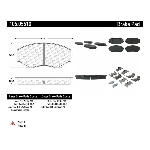 Centric Posi Quiet™ Ceramic Front Disc Brake Pads 105.05510
