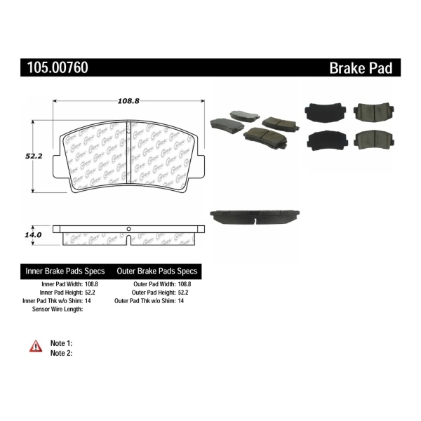 Centric Posi Quiet™ Ceramic Front Disc Brake Pads 105.00760