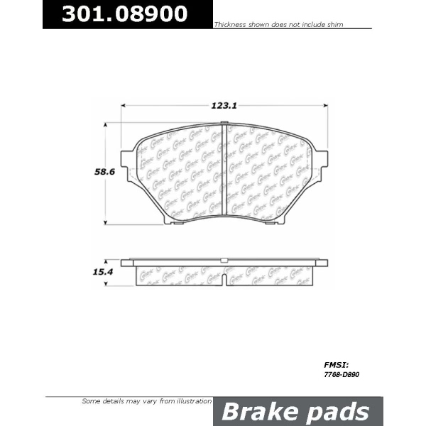 Centric Premium™ Ceramic Brake Pads With Shims And Hardware 301.08900