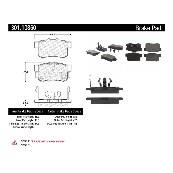 Centric Premium Ceramic Rear Disc Brake Pads 301.10860