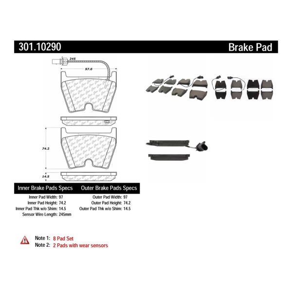 Centric Premium Ceramic Front Disc Brake Pads 301.10290