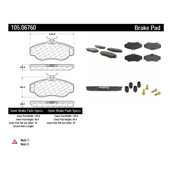 Centric Posi Quiet™ Ceramic Front Disc Brake Pads 105.06760