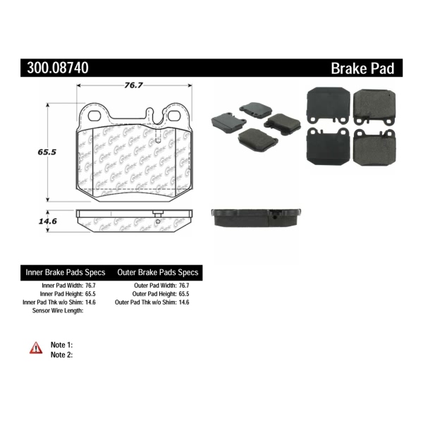 Centric Premium Semi-Metallic Rear Disc Brake Pads 300.08740