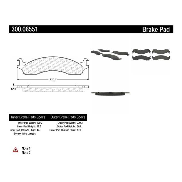 Centric Premium Semi-Metallic Front Disc Brake Pads 300.06551