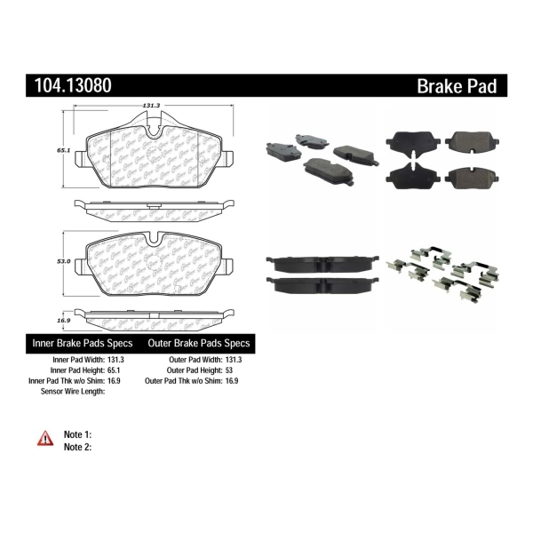 Centric Posi Quiet™ Semi-Metallic Front Disc Brake Pads 104.13080