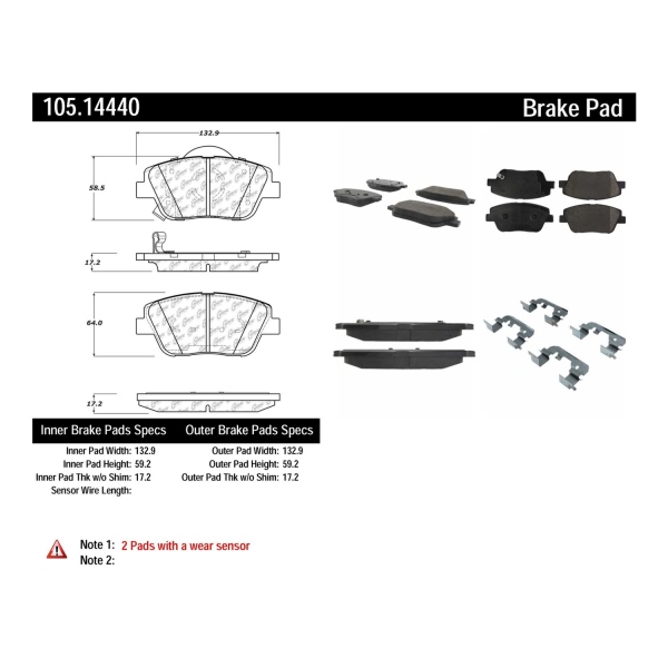 Centric Posi Quiet™ Ceramic Front Disc Brake Pads 105.14440