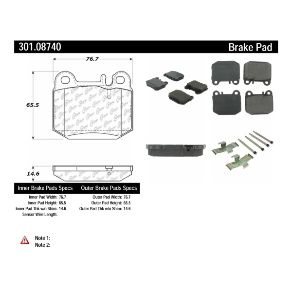 Centric Premium Ceramic Rear Disc Brake Pads 301.08740