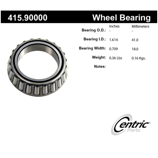 Centric Premium™ Front Driver Side Inner Wheel Bearing 415.90000