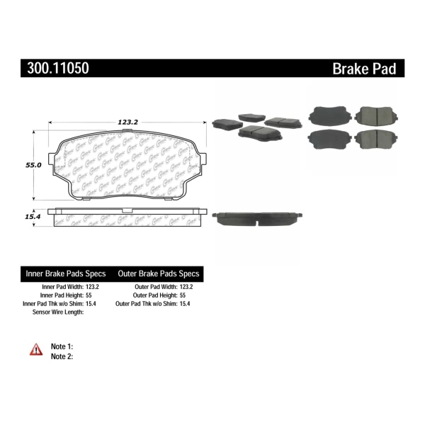 Centric Premium Semi-Metallic Front Disc Brake Pads 300.11050