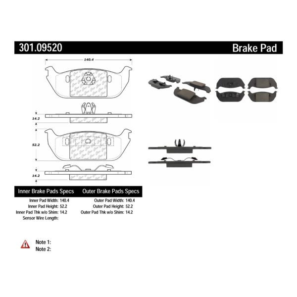 Centric Premium Ceramic Rear Disc Brake Pads 301.09520