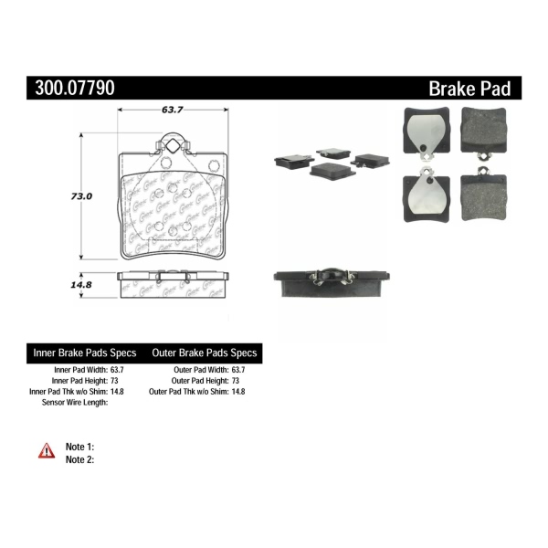 Centric Premium Semi-Metallic Rear Disc Brake Pads 300.07790