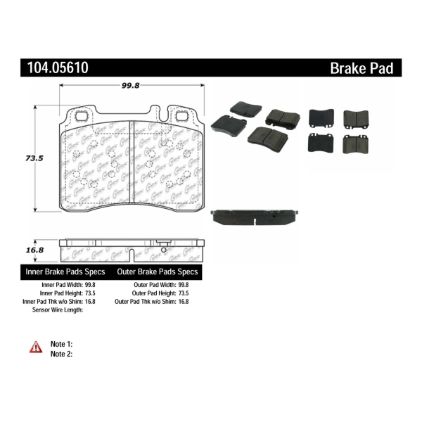 Centric Posi Quiet™ Semi-Metallic Front Disc Brake Pads 104.05610