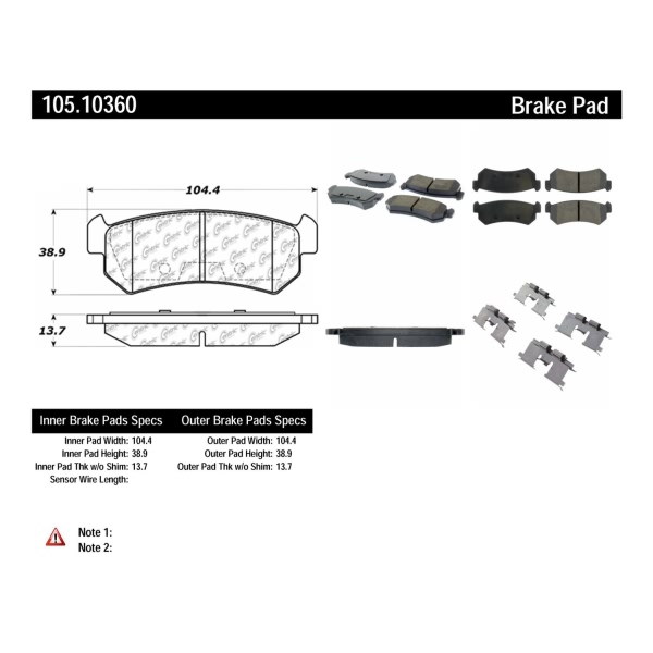 Centric Posi Quiet™ Ceramic Rear Disc Brake Pads 105.10360