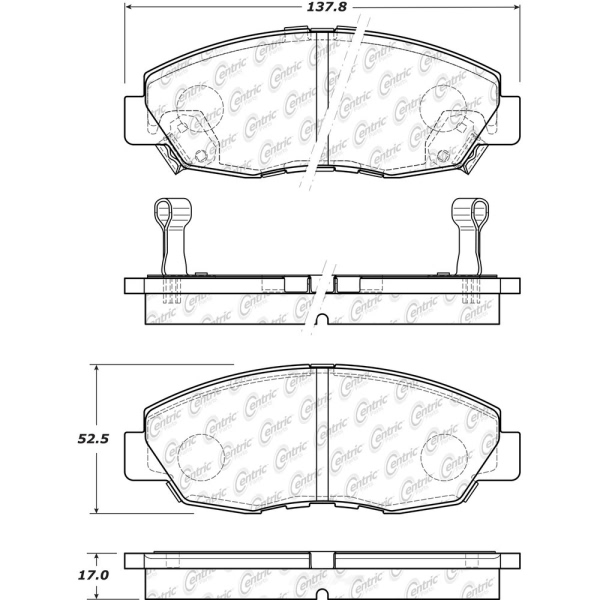 Centric Posi Quiet™ Extended Wear Semi-Metallic Front Disc Brake Pads 106.07641