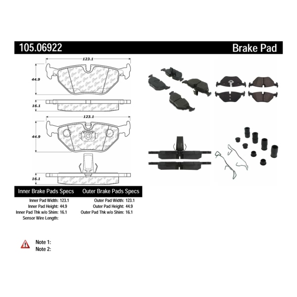 Centric Posi Quiet™ Ceramic Rear Disc Brake Pads 105.06922