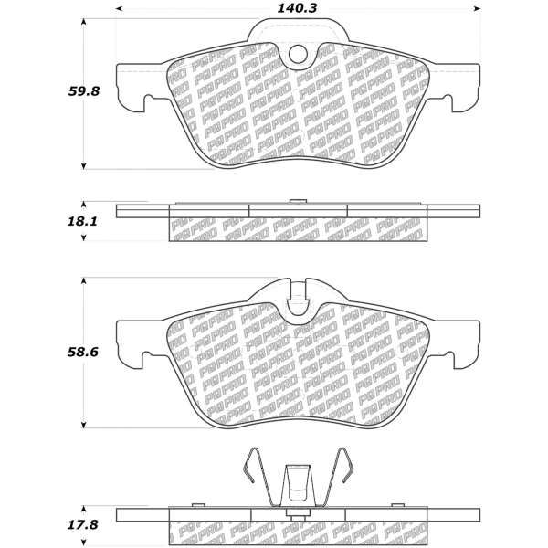 Centric Posi Quiet Pro™ Semi-Metallic Front Disc Brake Pads 500.09390