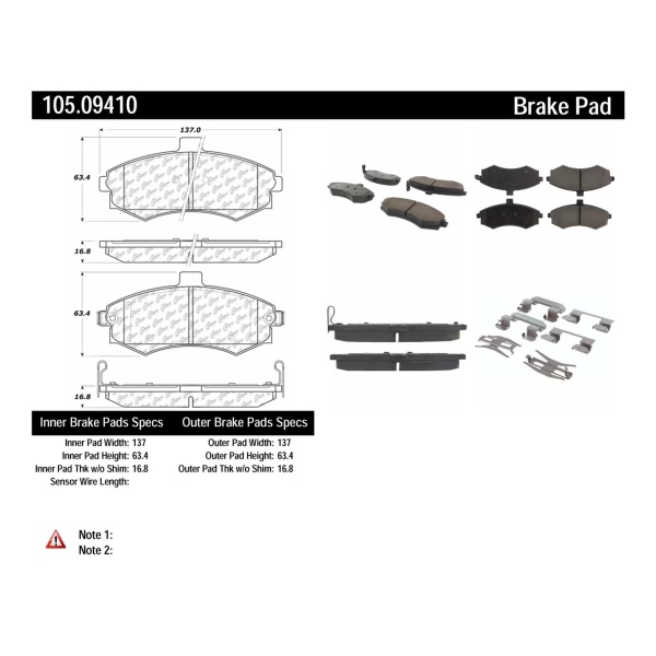 Centric Posi Quiet™ Ceramic Front Disc Brake Pads 105.09410
