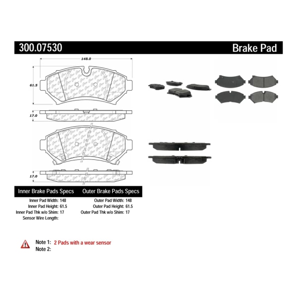 Centric Premium Semi-Metallic Front Disc Brake Pads 300.07530