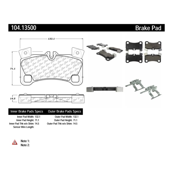 Centric Posi Quiet™ Semi-Metallic Rear Disc Brake Pads 104.13500