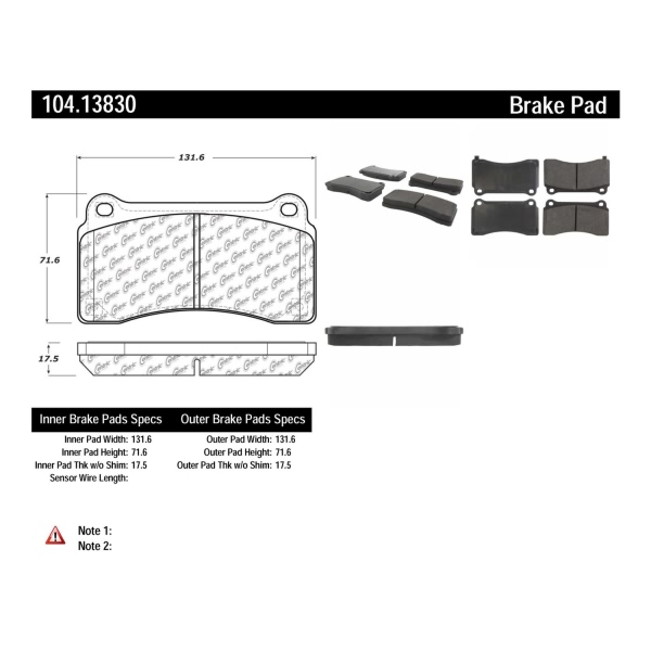 Centric Posi Quiet™ Semi-Metallic Rear Disc Brake Pads 104.13830