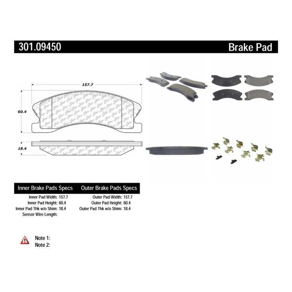 Centric Premium Ceramic Front Disc Brake Pads 301.09450