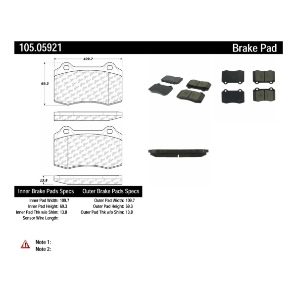 Centric Posi Quiet™ Ceramic Front Disc Brake Pads 105.05921