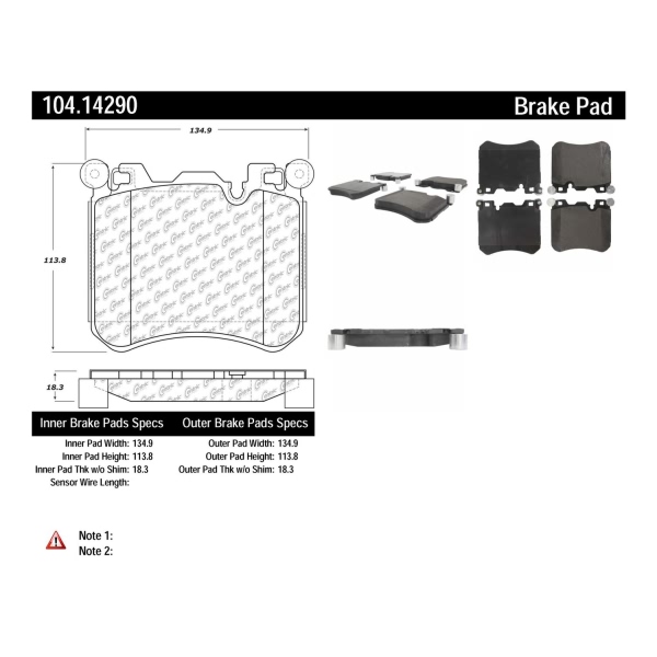 Centric Posi Quiet™ Semi-Metallic Front Disc Brake Pads 104.14290