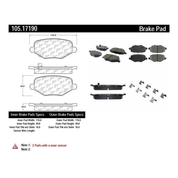 Centric Posi Quiet™ Ceramic Rear Disc Brake Pads 105.17190