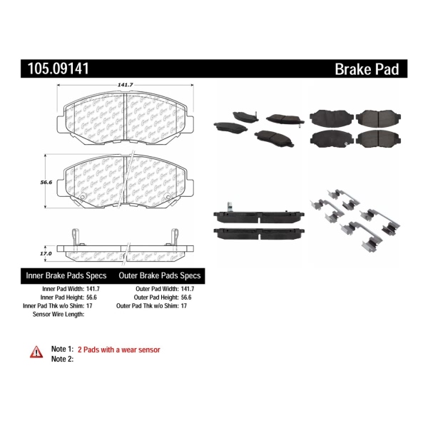 Centric Posi Quiet™ Ceramic Front Disc Brake Pads 105.09141