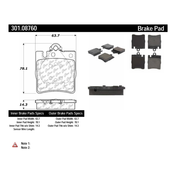 Centric Premium Ceramic Rear Disc Brake Pads 301.08760