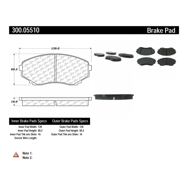 Centric Premium Semi-Metallic Front Disc Brake Pads 300.05510