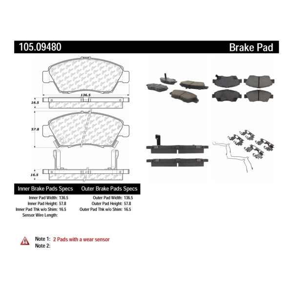 Centric Posi Quiet™ Ceramic Front Disc Brake Pads 105.09480